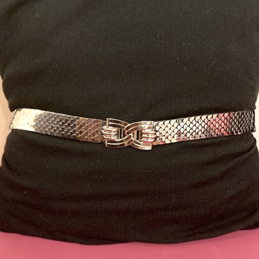 Vintage 1970s Silver Fish Scale Belt